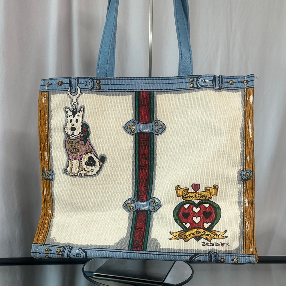 Brighton Blue and Cream canvas Tote Bag